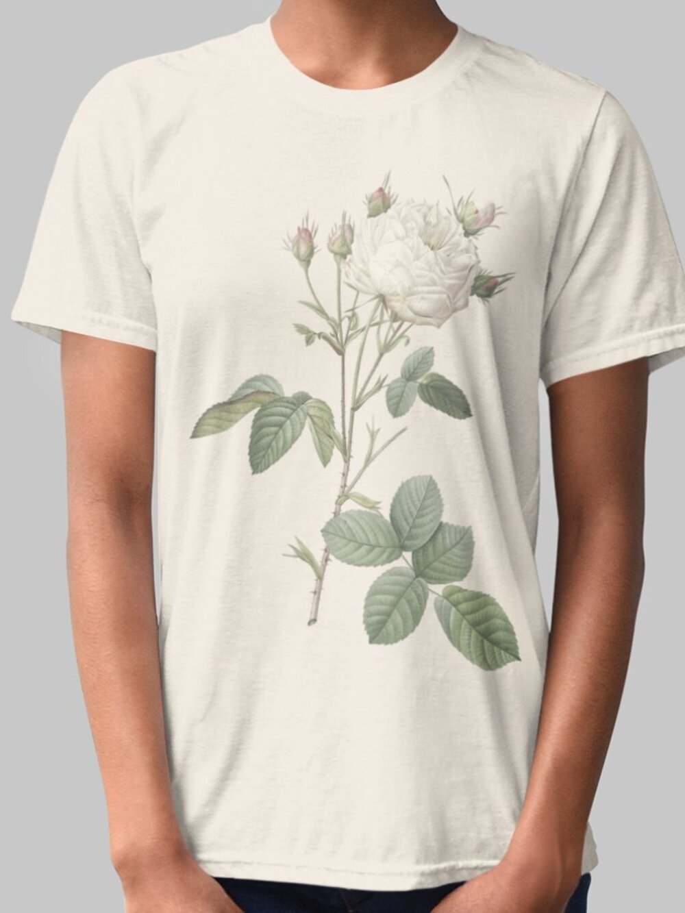 Rose Vintage Floral Print Short Sleeve Graphic Tee T-shirt S-XXL